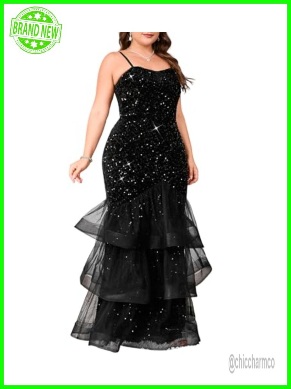 Women's Sequin Mesh Patchwork Maxi Dress Sleeveless Plus Size Formal Gown